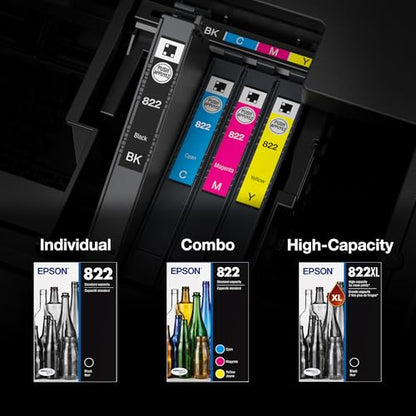 Epson T822120-S Genuine Ink Cartridge Black, 260 Page Yield, Compatible with WF-3820/3823/4820/4830/4833/4834