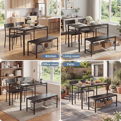 Gizoon 4 Piece Dining Table Set Rectangular Black