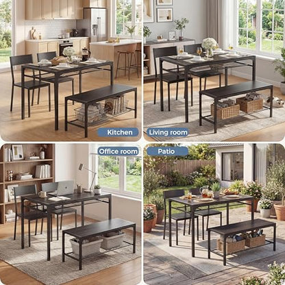 Gizoon 4 Piece Dining Table Set Rectangular Black