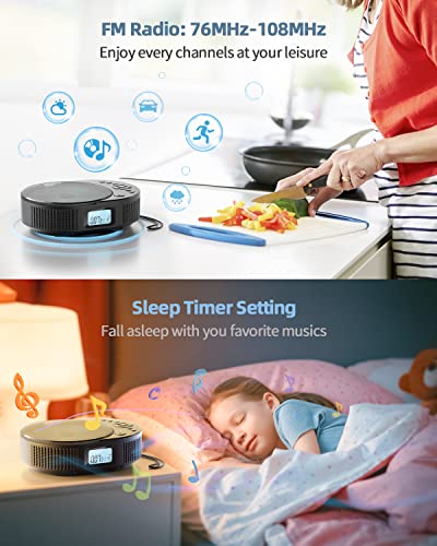 FELEMAN Portable CD Player with Bluetooth Connectivity - USB Powered, 2 Speakers, Stereo Sound, for Home and Car Use