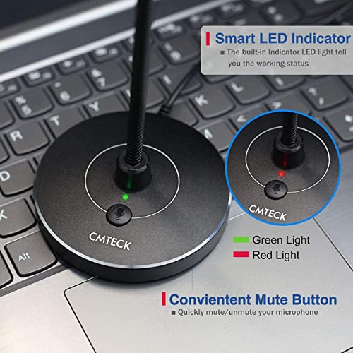 CMTECK USB Computer Microphone G009, Unidirectional, 30dB Sensitivity, 76 dB SNR, Black, Corded Electric