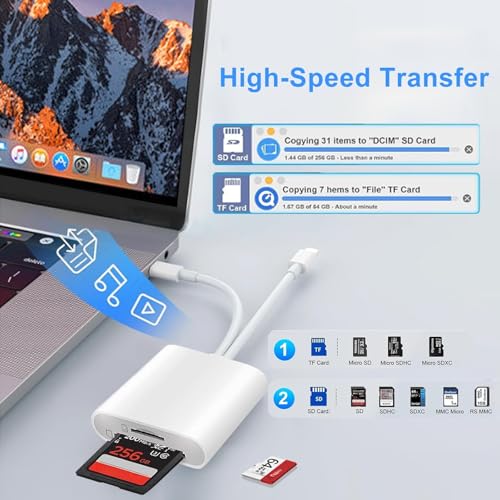 Luonanava SD Card Reader US-SD-010 for iPhone iPad and USB C Devices