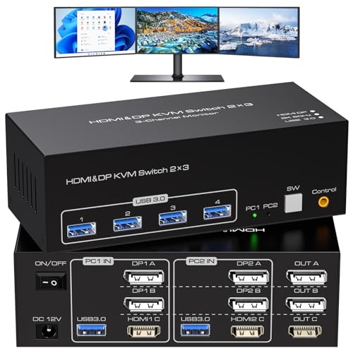 ATLAHET 5.85 x 2.5 x 1.9 inches SW232-2 8K 60Hz KVM Switch HDMI+DP 1.4