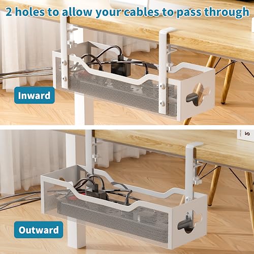 Litwaro 13.38" Under Desk Cable Management Tray Clamp-On Metal Organizer