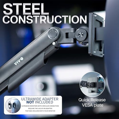 VIVO 49 Inch Heavy Duty Aluminum Ultrawide Monitor Arm, Maximum Load 44 lbs, Black, STAND-V101V