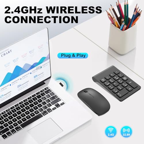 TRELC Wireless Numeric Keypad NKM-B RF USB 18 Keys Black