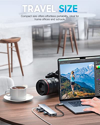 Hiearcool 7-in-1 USB-C Hub UCN3286 4K HDMI, 100W PD, USB 3.0, 5Gbps, Space Grey