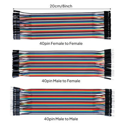 ELEGOO 120pcs Dupont Wire Kit Male to Female, Male to Male, Female to Female Connection Cables