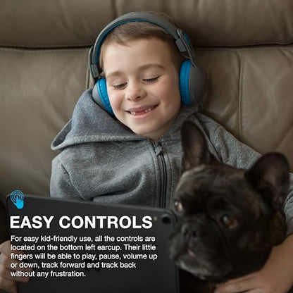 JLab JBuddies Studio 2 Wireless Headphones - Model HBKSTU2RGRYBLU122 - 65+ Hour Battery Life - On-Ear Design - Adjustable - Volume Limiter - Noise Isolation - Grey/Blue