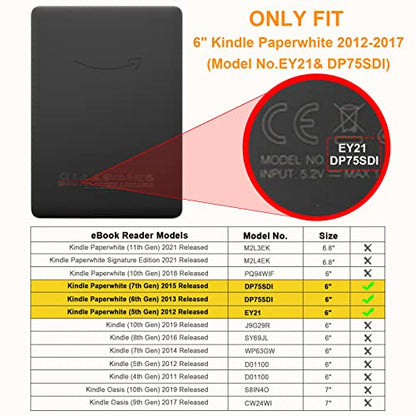 Fintie Slimshell Case for 6" Kindle Paperwhite 2012-2017 Model No. EY21 & DP75SDI - Lightweight Form Factor with Auto Sleep/Wake Functionality - Black