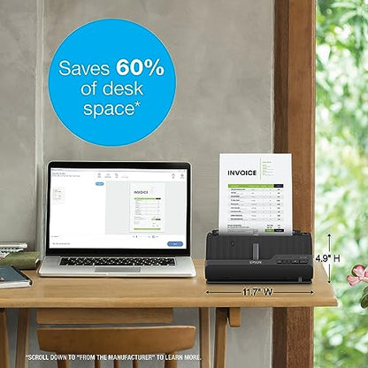Epson Compact Desktop Document Scanner ES-C220 300 DPI USB 10 Watts 24-Bit Color Depth Document Scanner
