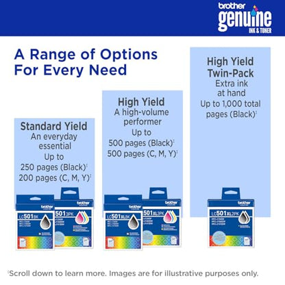 Brother LC5014PK Genuine Ink Cartridge Set - Standard Yield Black/Cyan/Magenta/Yellow - Compatible with MFC-J1260DW/MFC-J1360DW/MFC-J1410DW