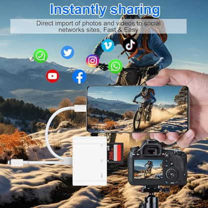 Obcxin SD Card Reader SD/TF/USB C/Lightning Adapter for iPhone, iPad and Type C Devices