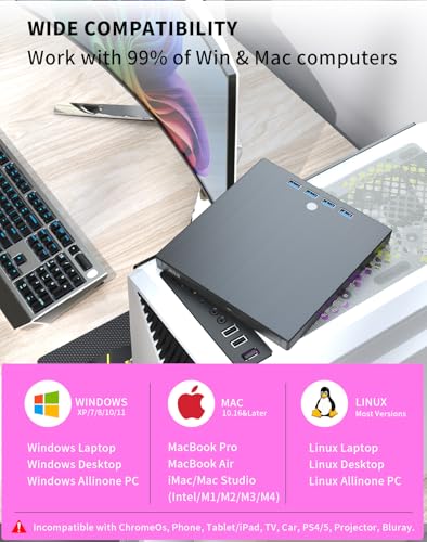 JKNJX 9 in 1 XD013 USB 3.0 and Type-C External CD/DVD Drive