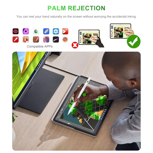HATOKU Pencil C02 for iPad 6th-11th Generation, Palm Rejection, Fast Charge, Compatible with Multiple iPad Models