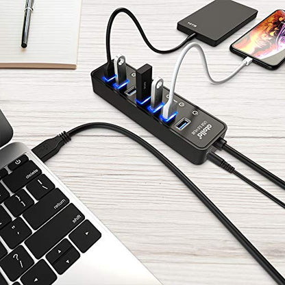 Atolla 7-Port USB 3.0 Hub DE-TZW-ZS19 USB Hub with Smart Charging 5V/4A