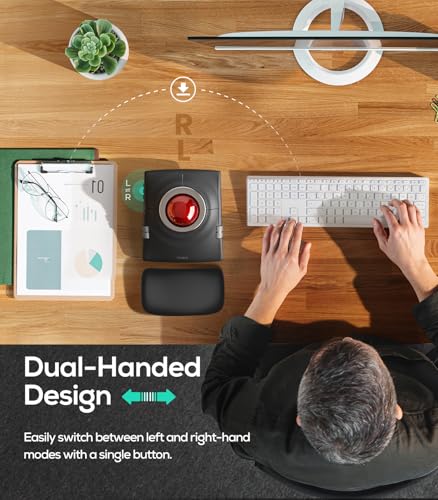 Nulea M512 Wireless Trackball Mouse, Bluetooth and USB Connectivity, Ergonomic Design, Rechargeable, 1600 DPI, Multi-Device Compatibility