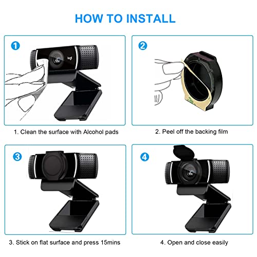 JCWINY 2 Pack Webcam Cover 1080p USB Black Webcam Privacy Shade