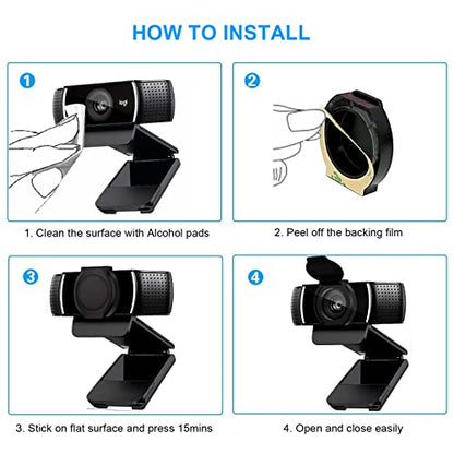 JCWINY 2 Pack Webcam Cover 1080p USB Black Webcam Privacy Shade
