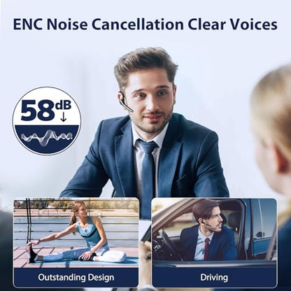 Ngsod G7 Bluetooth Earpiece with Noise Cancellation, 500mAh Charging Case, Wireless Connectivity