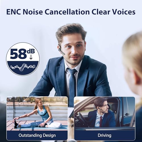 Ngsod Bluetooth Headset Wireless Earpiece 500mAh Battery 72 Hours Talk Time Noise Canceling Mic