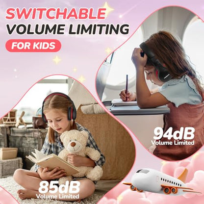 JoySpark Kids Bluetooth Headphones B08 Wireless, Bluetooth 5.4, Over-Ear, 60 Hour Battery Life