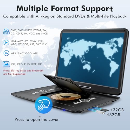 WONNIE 15.6 Inch W-1458B 1366x768 LCD Portable DVD Player