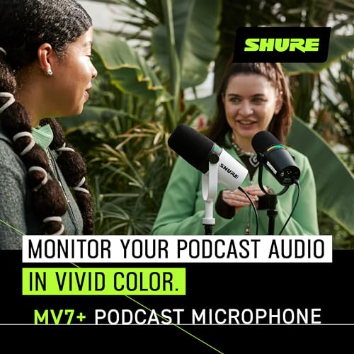 Shure MV7+-K-BNDL USB & XLR Dynamic Microphone, Unidirectional, 40dB Sensitivity, 65dB SNR, Frequency Response 50Hz, 1 Channel, For Personal Computer