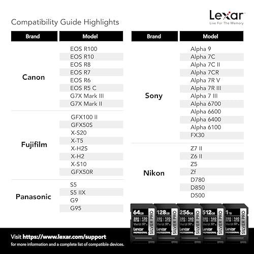 Lexar 128GB SILVER PRO SD Card UHS-II Class 10 Model LSDSIPR128G-B2NNU