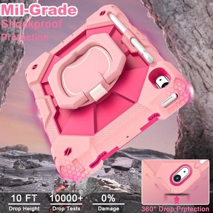 WESOROL 10.9 Inch iPad 10th Generation Case, 11 Inch iPad (A16) 11th Generation Case, Full-Body Drop Protection, Rose Gold Pink