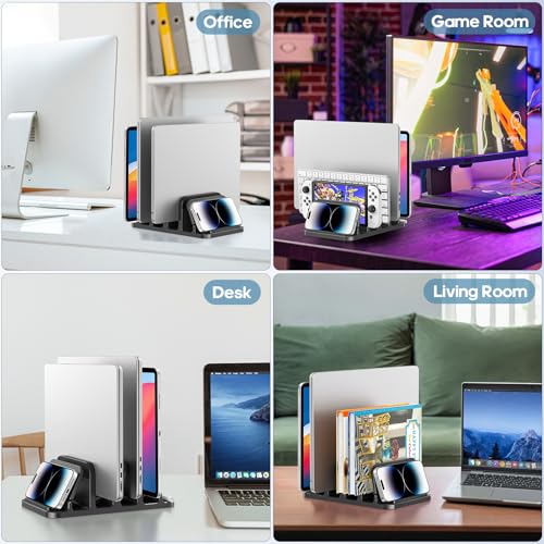 KDD 6-Slot Vertical Laptop Stand Organizer for Laptops and Tablets, Dimensions: Fits Devices Up to 1.1" Thickness