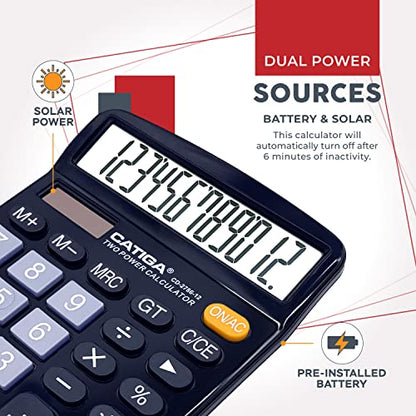 CATIGA 6" x 4.72" CD-2786 LCD Solar Powered Standard Function Calculator