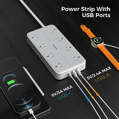 TESSAN 8 Outlets Power Strip Model TS-108-C 125V 15A Surge Protector