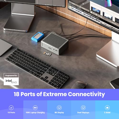 CalDigit 18-Port TS4 Thunderbolt 4 Dock, 98W Power Delivery, 3x Thunderbolt 4 Ports, 8x USB (10Gb/s), 2.5GbE Ethernet, Dual 8K Display Support, Space Gray