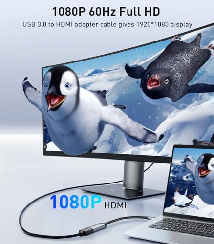 Reborn USB to HDMI Adapter 1080P@60Hz USB 3.0 Male to HDMI Female