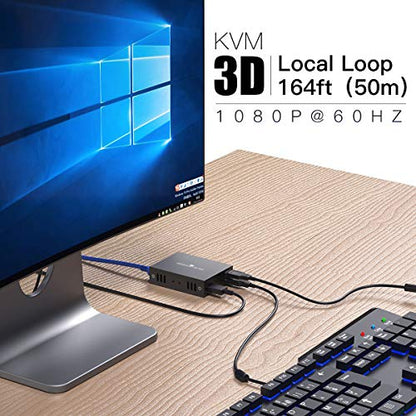 PWAYTEK HDMI KVM USB Extender Model HT240HK 1080p 60Hz Manual 1 Way Push Button