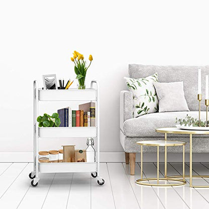 CAXXA 3-Tier Rolling Metal Storage Organizer SVQQPE Indoor Adult Utility Cart