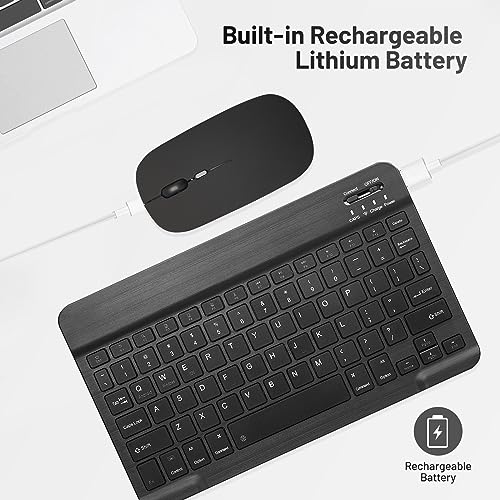Guiheng Wireless Bluetooth Keyboard Portable Mini Rechargeable QWERTY Black