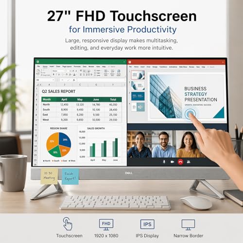 Dell 27'' Inspiron AIO 1920x1080 Intel Core i7 5.4GHz DDR5 32GB 1TB SSD NVIDIA GeForce MX570A Touchscreen All-in-One