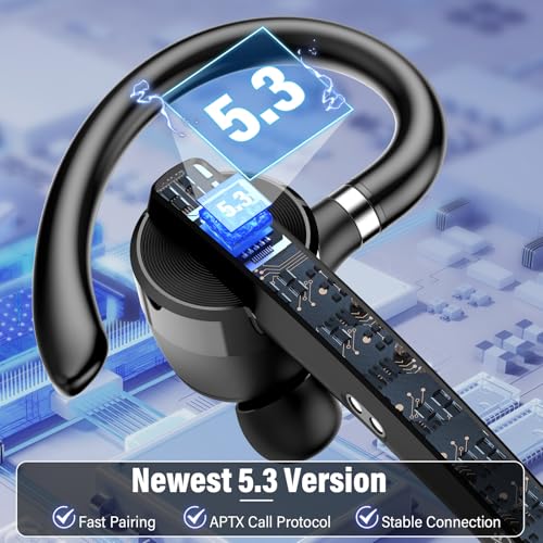 Thunelec Wireless Bluetooth 5.3 Earpiece G9 90 Hours Active Noise Cancellation Single-Ear Headset