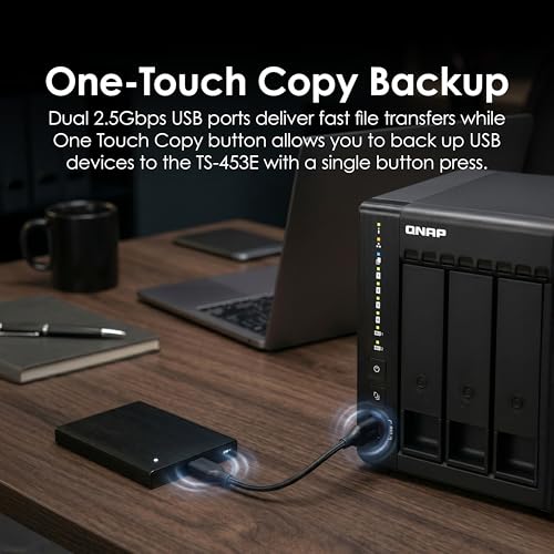 QNAP Desktop Size TS-453E-8G-US Diskless NAS 4 Bay with Intel Celeron J6412, 8GB DDR4 RAM, Dual 2.5GbE