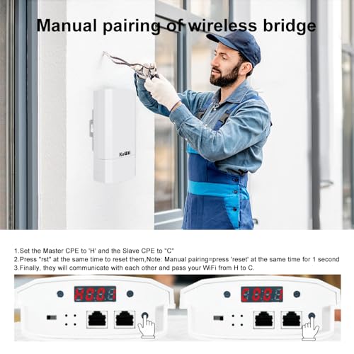 KuWFi 2-Pack CPE120 300Mbps Outdoor Wireless Bridge Access Point