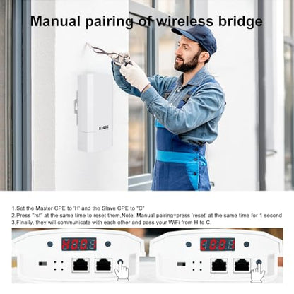 KuWFi 2-Pack CPE120 300Mbps Outdoor Wireless Bridge Access Point
