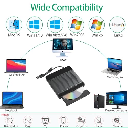 gingo 1.85" x 1.85" x 0.82" Diamond DVDR3 USB 3.0 Type-A & Type-C External CD/DVD Drive