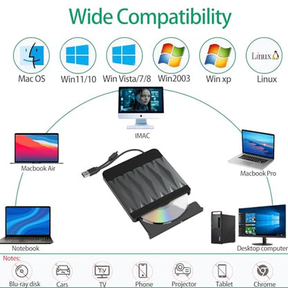 gingo 1.85" x 1.85" x 0.82" Diamond DVDR3 USB 3.0 Type-A & Type-C External CD/DVD Drive
