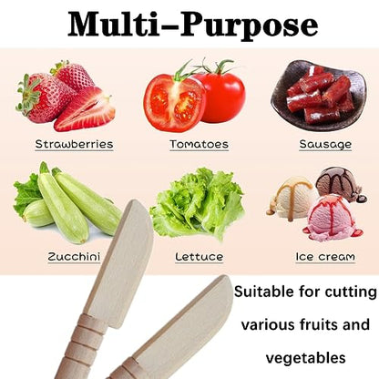 TDGBIH 3 Wooden Children's Knives Child-Safe Kitchen Tools for Food Preparation