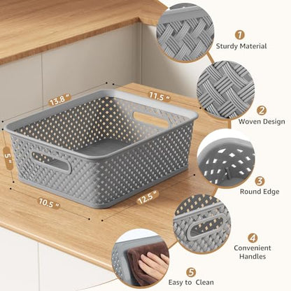 MaxGear 3 Piece Plastic Basket Storage Set Model MaxGear-plastic-basket-3pack-large
