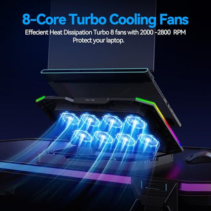 ICE COOREL 16" x 12" K10 Aluminum Laptop Cooling Pad with 8 Fans Air Cooling Method