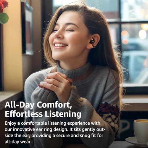 TOZO Black T13064 OpenEarRing Wireless Earbuds with Bluetooth 5.4 and 40 Hours Playtime