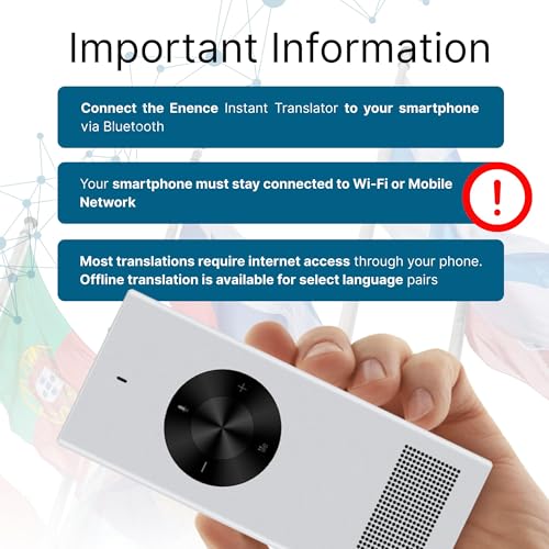 Enence V3 Pocket Language Translator Device, 4.92 x 2.64 x 1.5 inches, 2.92 ounces, Lithium Ion Battery